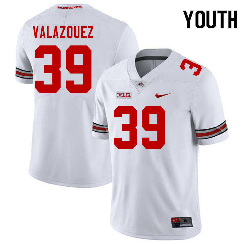 Ohio State Buckeyes Joey Valazquez Youth #39 Authentic White College Football Jersey 2404OBGN8